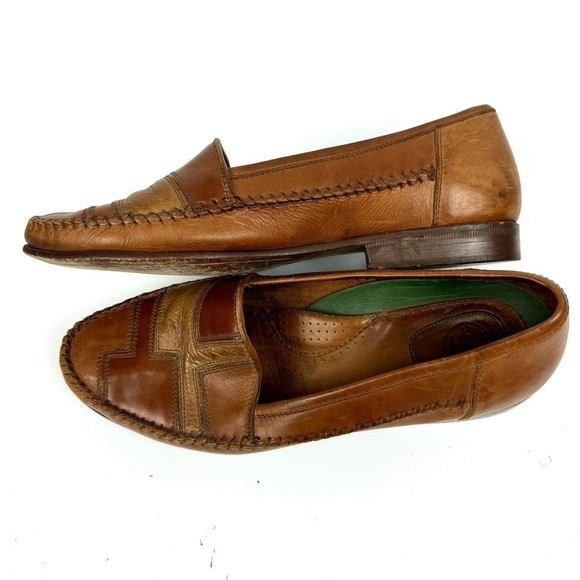 Paragon Mens 7.5 Brown Patchwork Leather Handcrafted Brazil Slip On Loafer Shoes - Picture 3 of 9